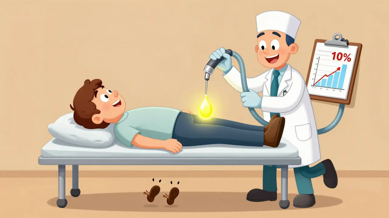 Doctor performing CSF tap test as patient's walking ability improves dramatically.